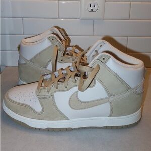 Nike Dunk High-Top Sneakers in Cream and White